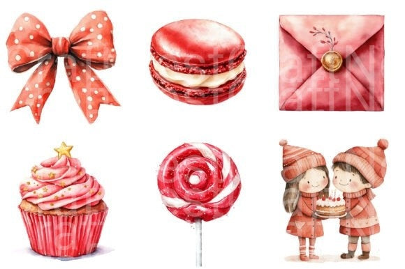 Red Birthday Clipart Bundle - CraftNest - Digital Crafting and Art