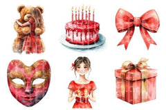 Red Birthday Clipart Bundle - CraftNest - Digital Crafting and Art