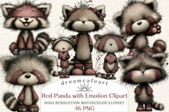 Red Panda Emotion Clipart Bundle - CraftNest - Digital Crafting and Art