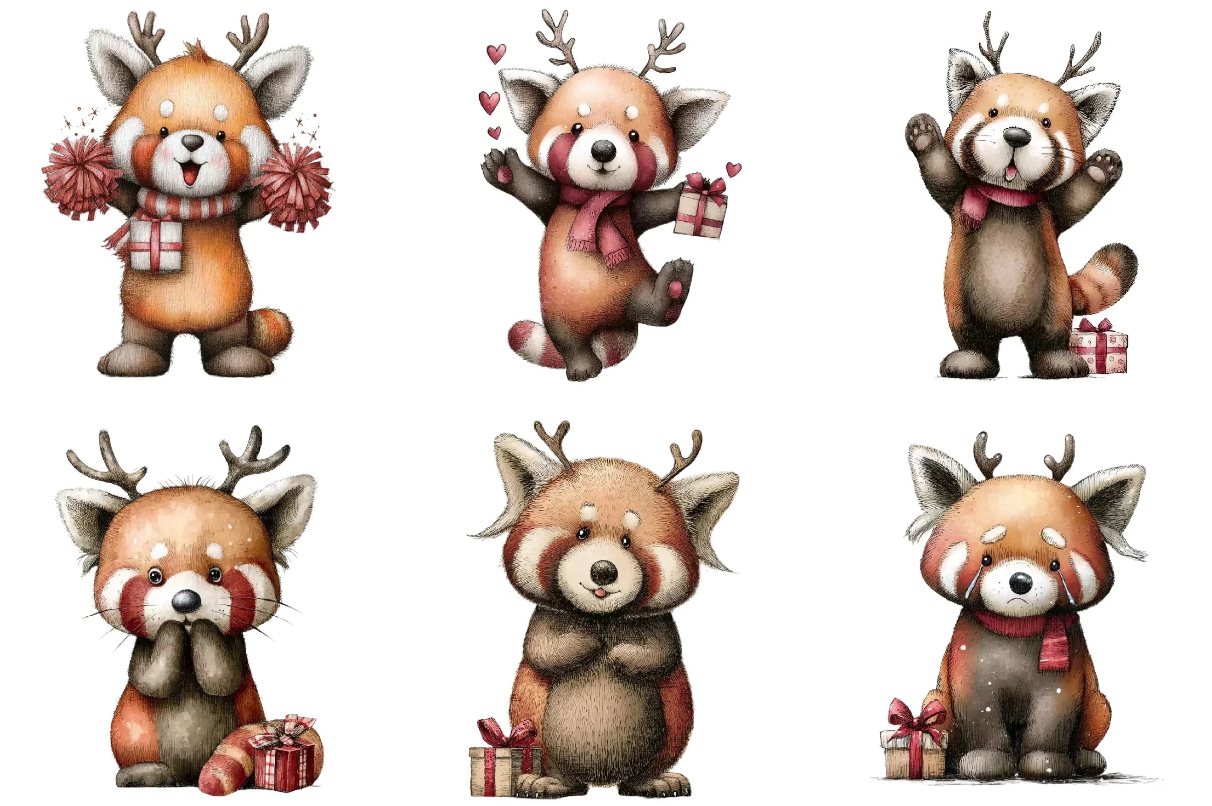Red Panda Emotion Clipart Bundle - CraftNest - Digital Crafting and Art