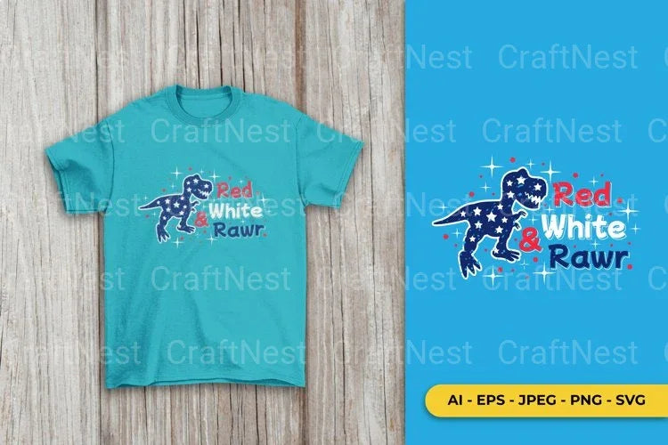 Red White and Rawr Rex Patriotic Dinosaur Clipart Bundle - CraftNest - Digital Crafting and Art