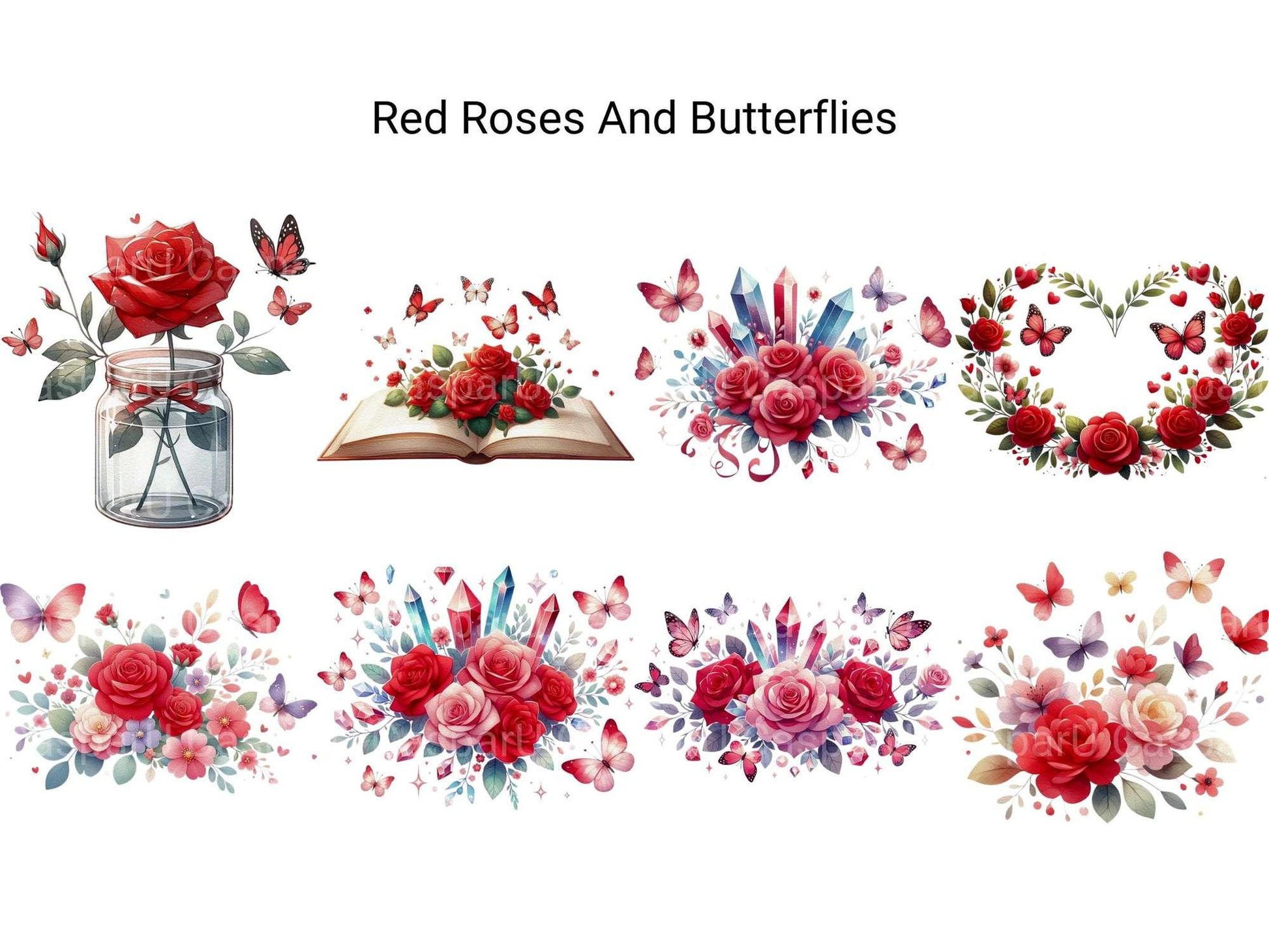 Red Roses and Butterflies - CraftNest - Digital Crafting and Art