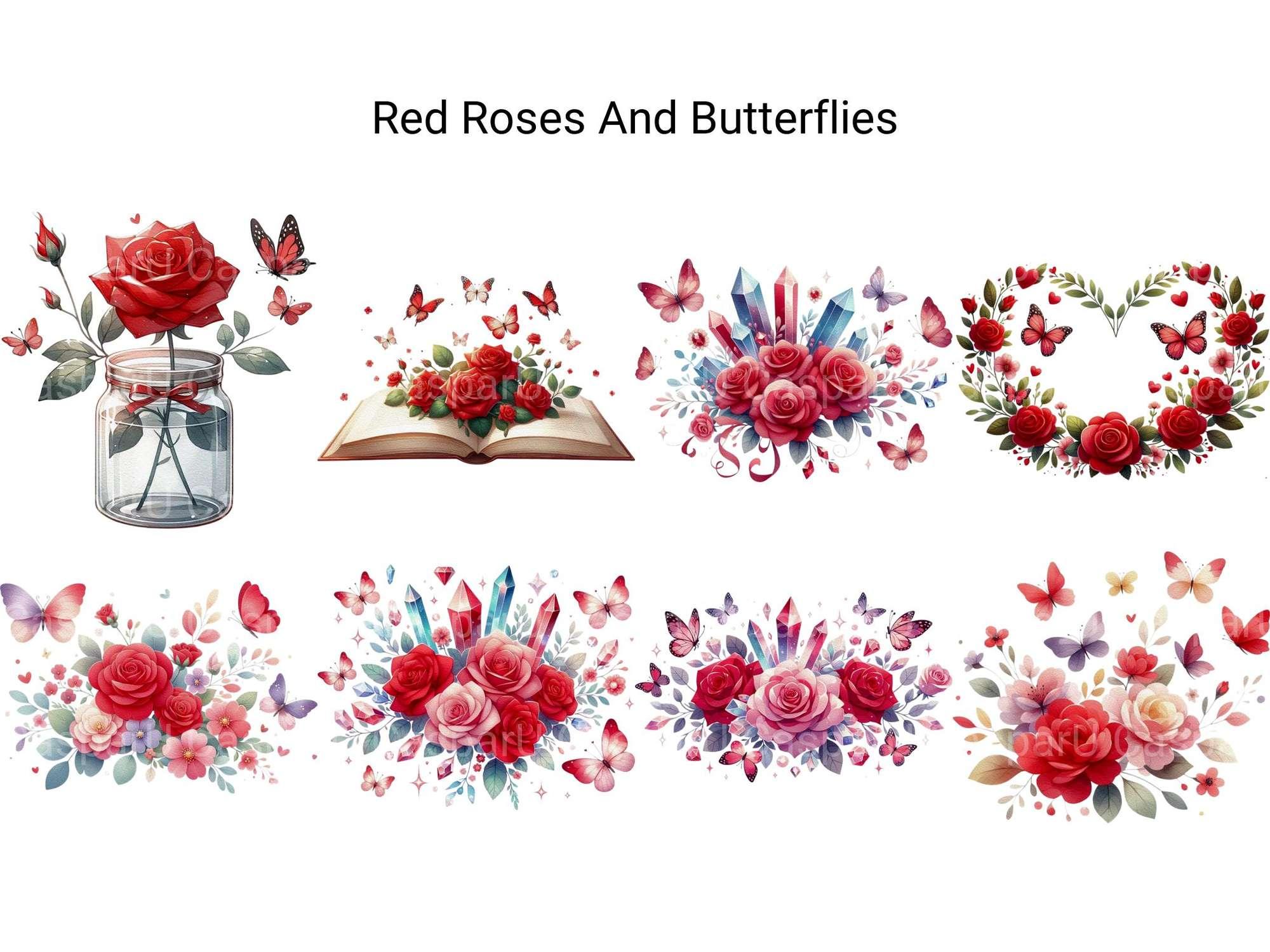Red Roses and Butterflies - CraftNest - Digital Crafting and Art