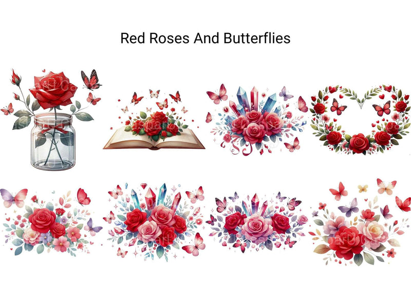 Red Roses and Butterflies - CraftNest - Digital Crafting and Art