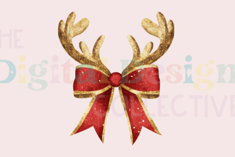 Reindeer Bow Christmas Coquette Clipart Bundle - CraftNest - Digital Crafting and Art