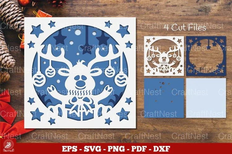 Reindeer Layered Papercut SVG Bundle - CraftNest - Digital Crafting and Art