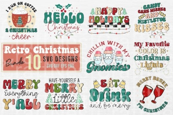 Retro Christmas SVG Bundle - CraftNest - Digital Crafting and Art