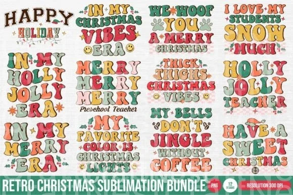 Retro Christmas Clipart Bundle 10 - CraftNest - Digital Crafting and Art