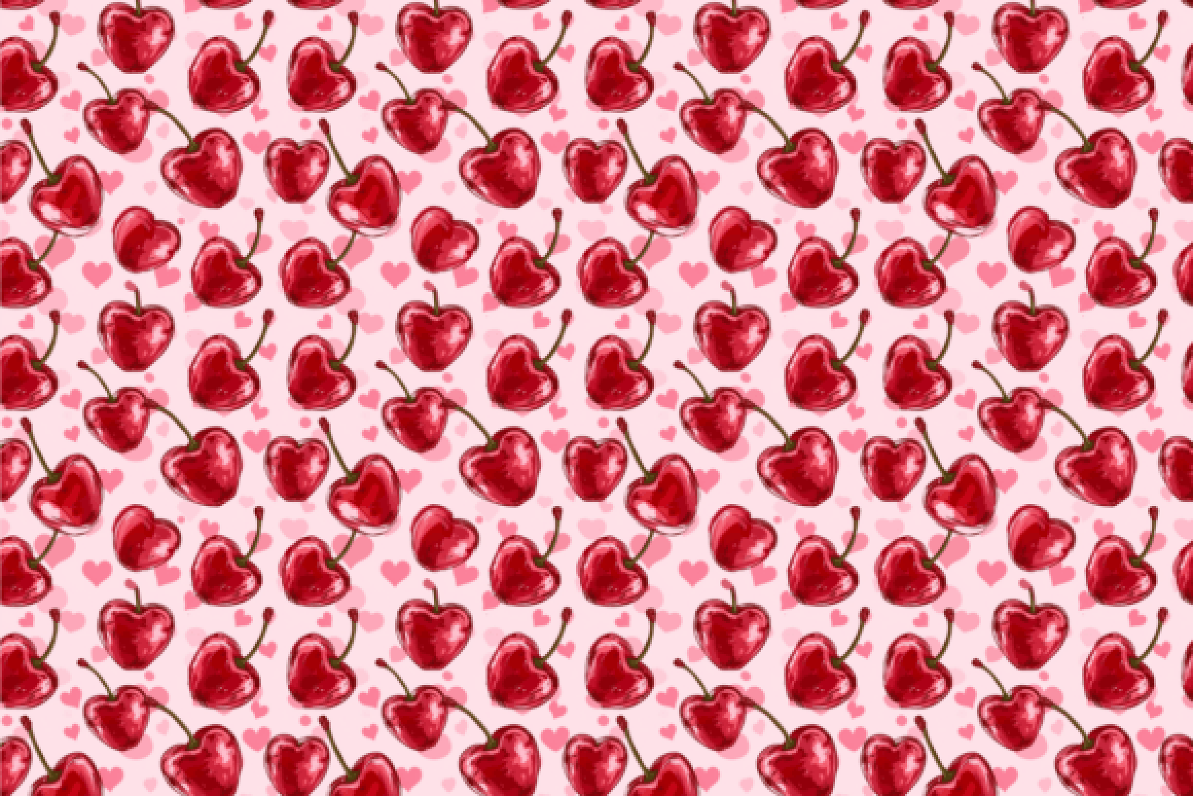 Retro Valentine Cherries Seamless Digital Paper