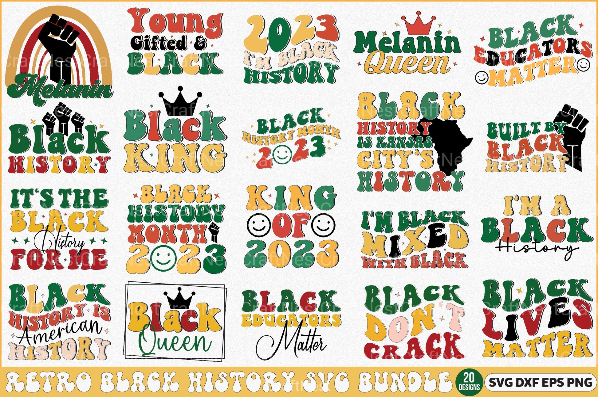 Retro Black History Design Bundle - CraftNest - Digital Crafting and Art