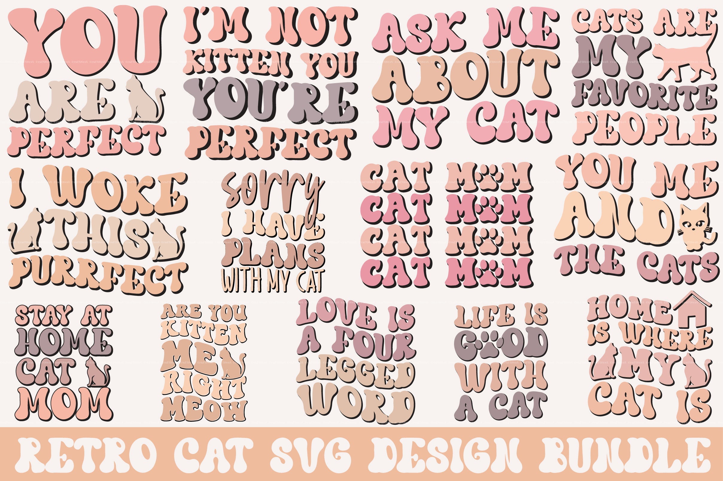 Retro Cat Design SVG Bundle 1
