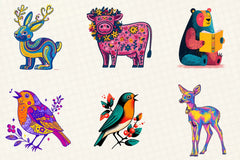 Retro Christmas Animal Clipart Bundle - CraftNest - Digital Crafting and Art