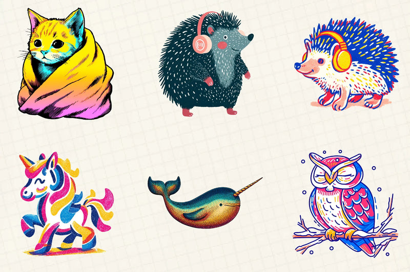Retro Christmas Animal Clipart Bundle - CraftNest - Digital Crafting and Art