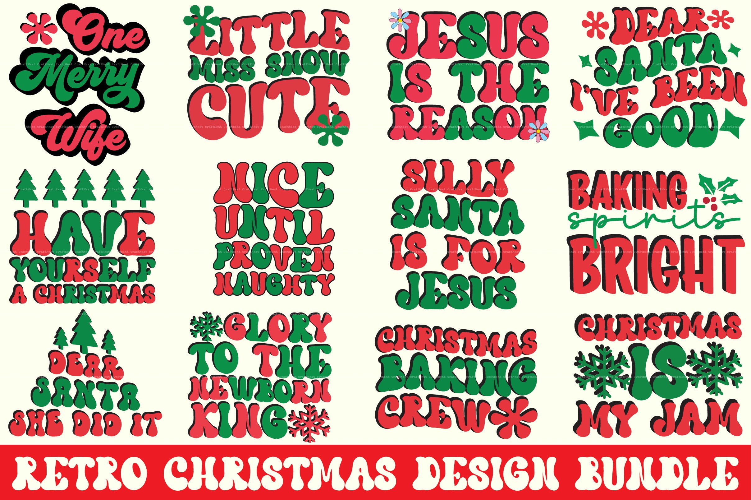 Retro Christmas Design SVG Bundle 4