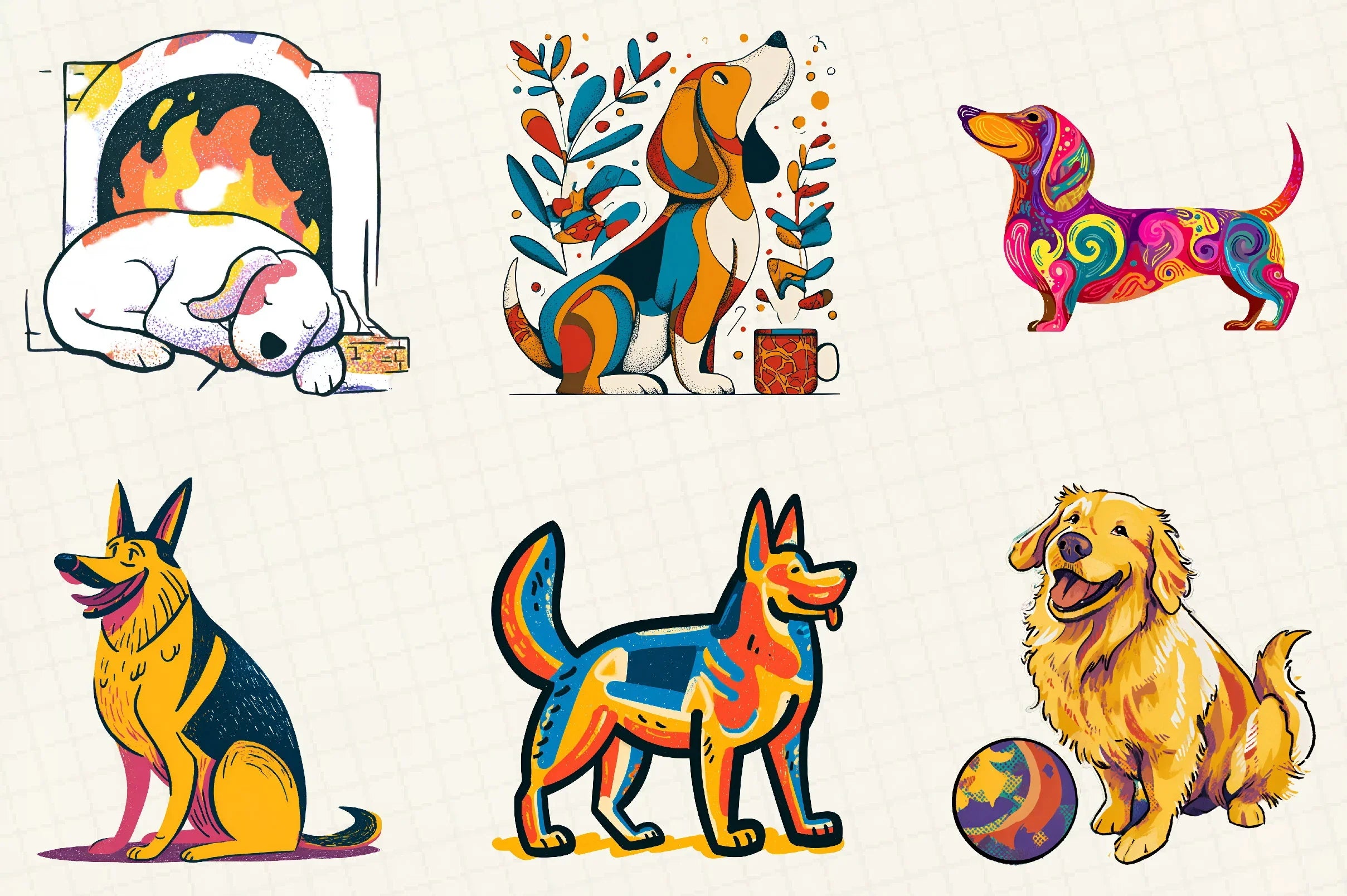 Retro Christmas Dog Clipart Bundle - CraftNest - Digital Crafting and Art