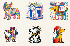 Retro Christmas Dog Clipart Bundle - CraftNest - Digital Crafting and Art