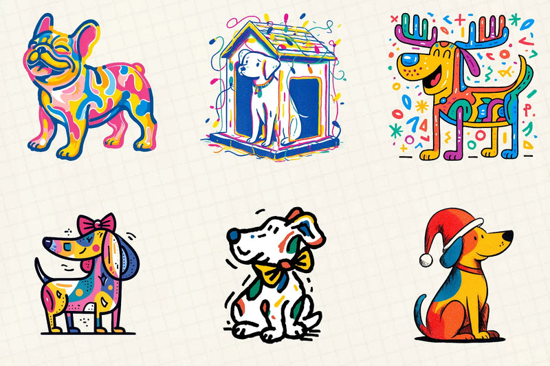 Retro Christmas Dog Clipart Bundle - CraftNest - Digital Crafting and Art