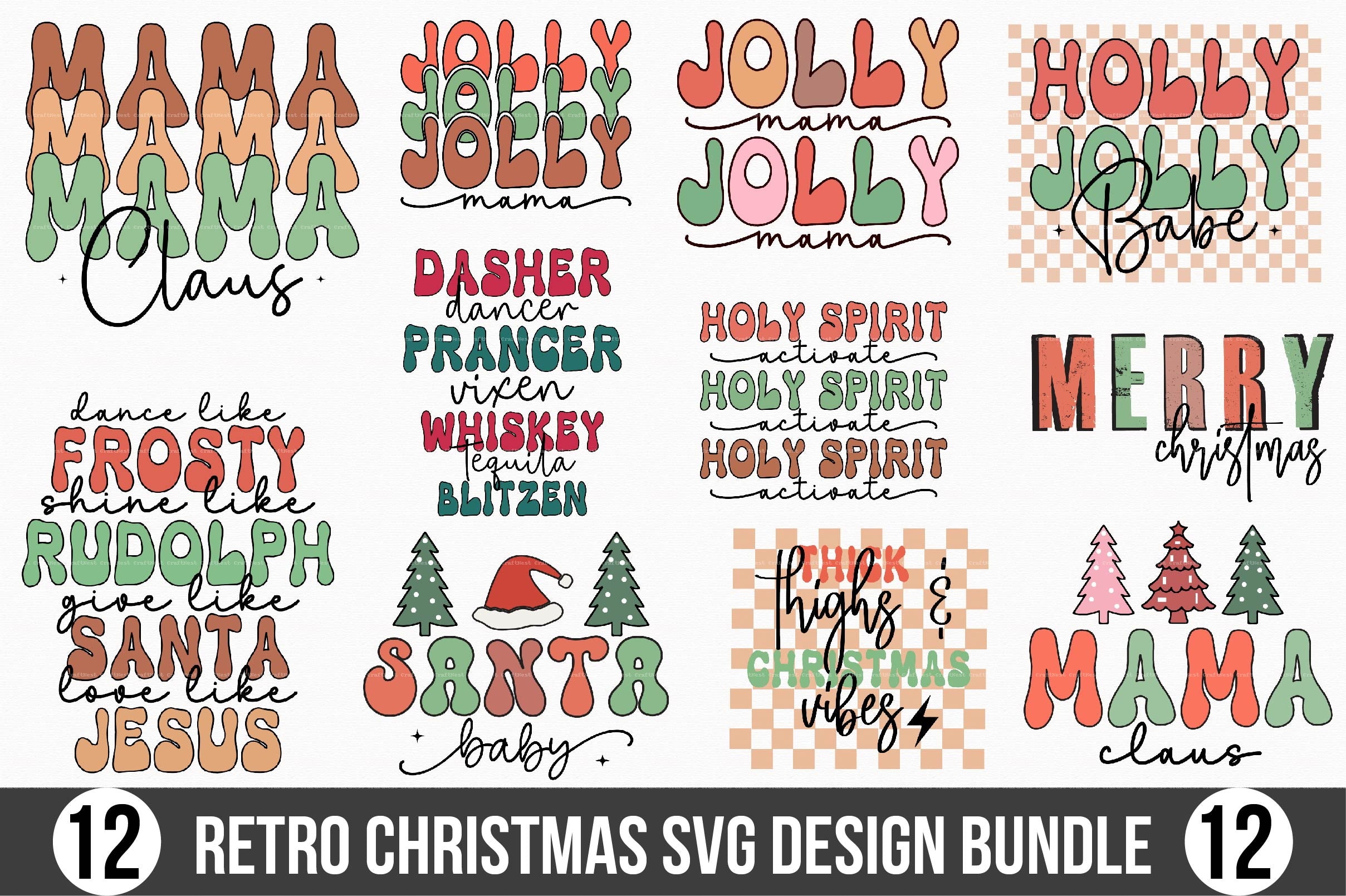 Retro Christmas Design SVG Bundle 5