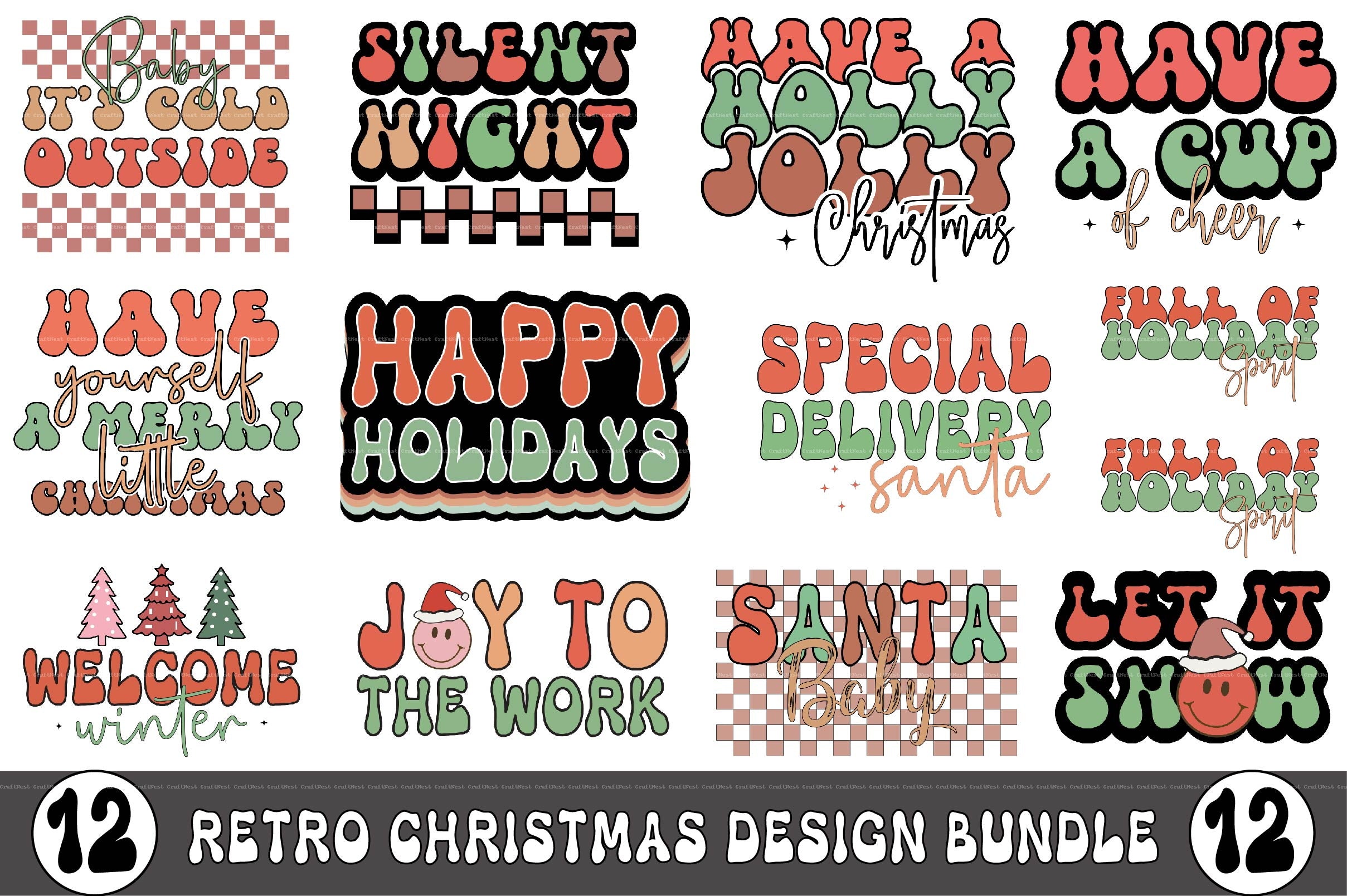 Retro Christmas Design SVG Bundle 3