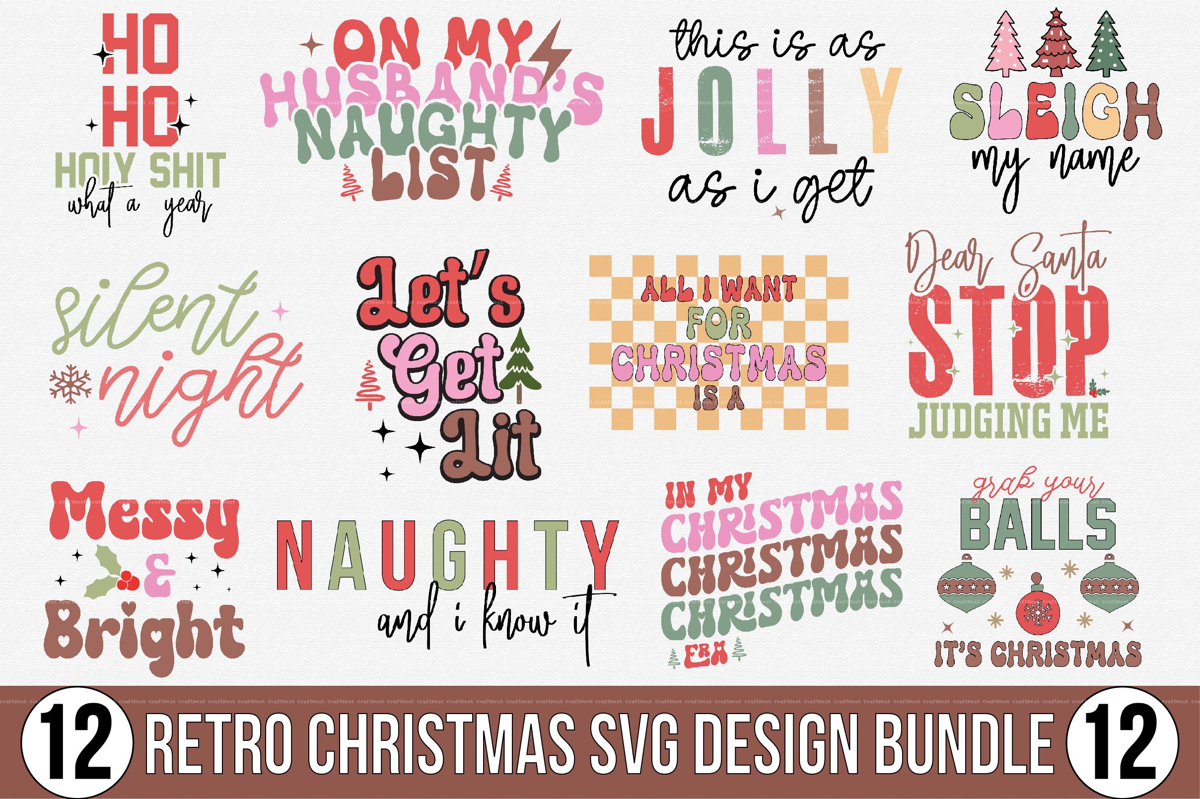 Retro Christmas Design SVG Bundle 1
