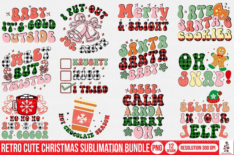 Retro Cute Christmas Clipart Bundle - CraftNest - Digital Crafting and Art