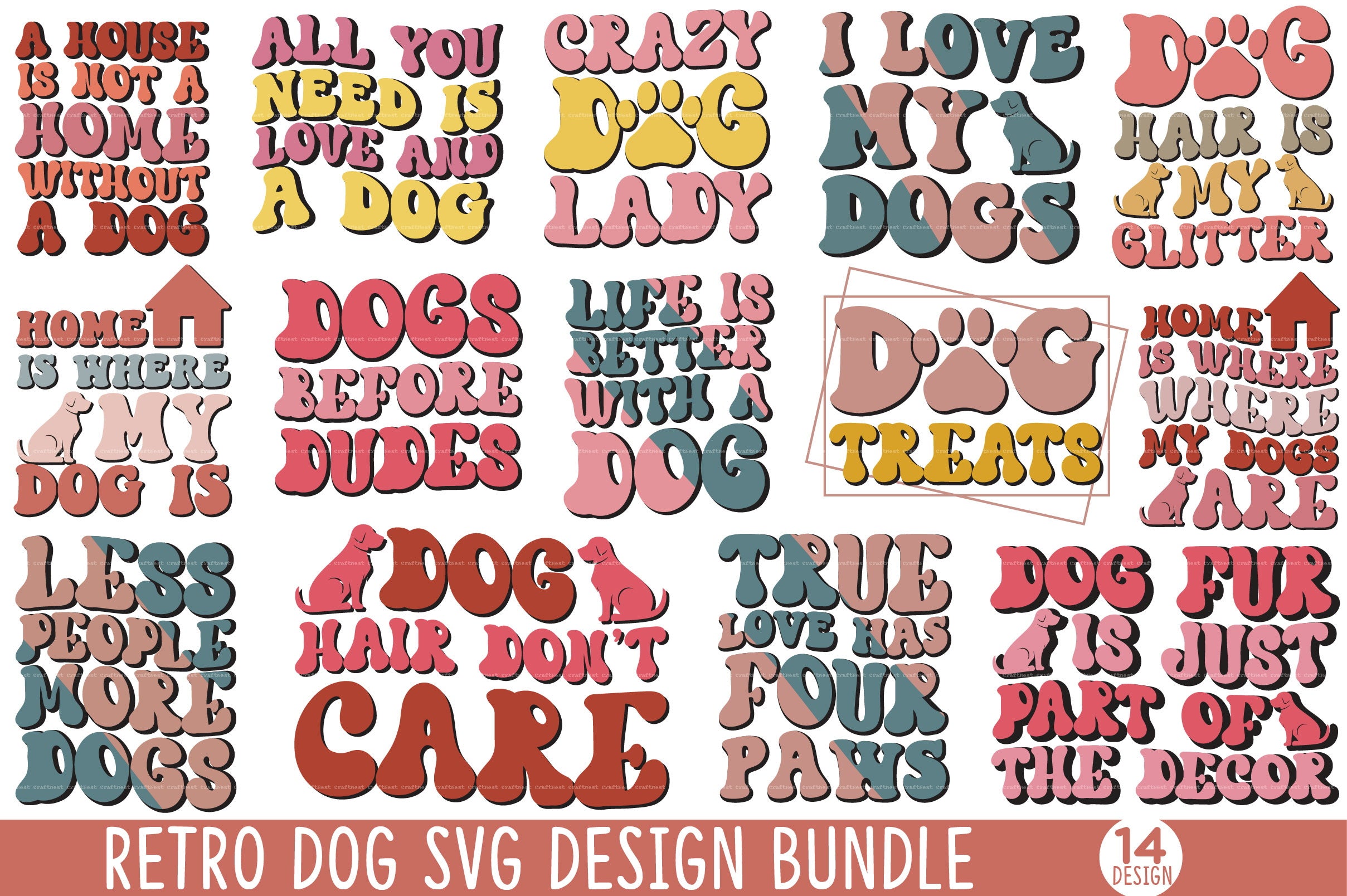 Retro Dog Design SVG Bundle