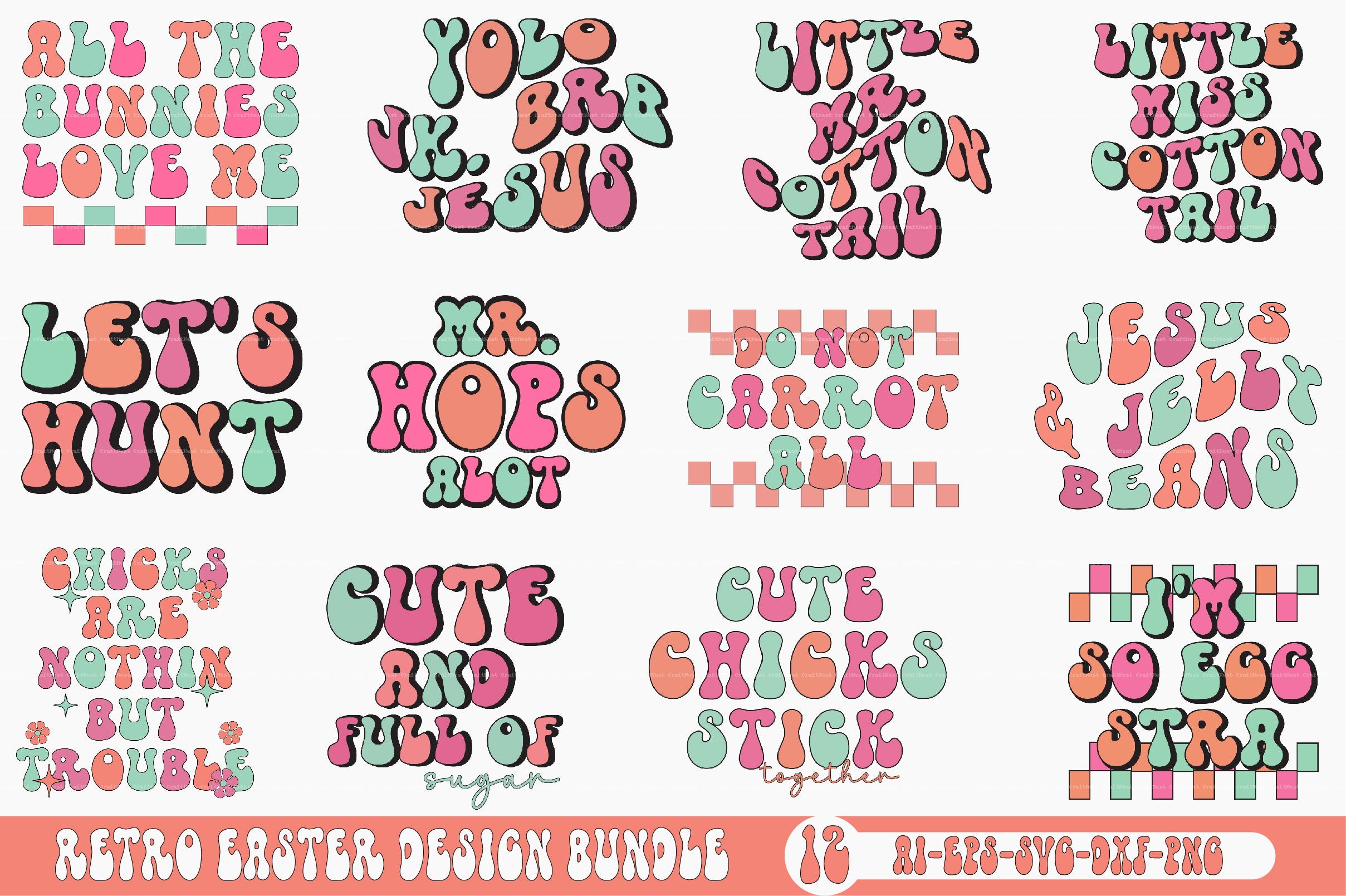Retro Easter Design SVG Bundle