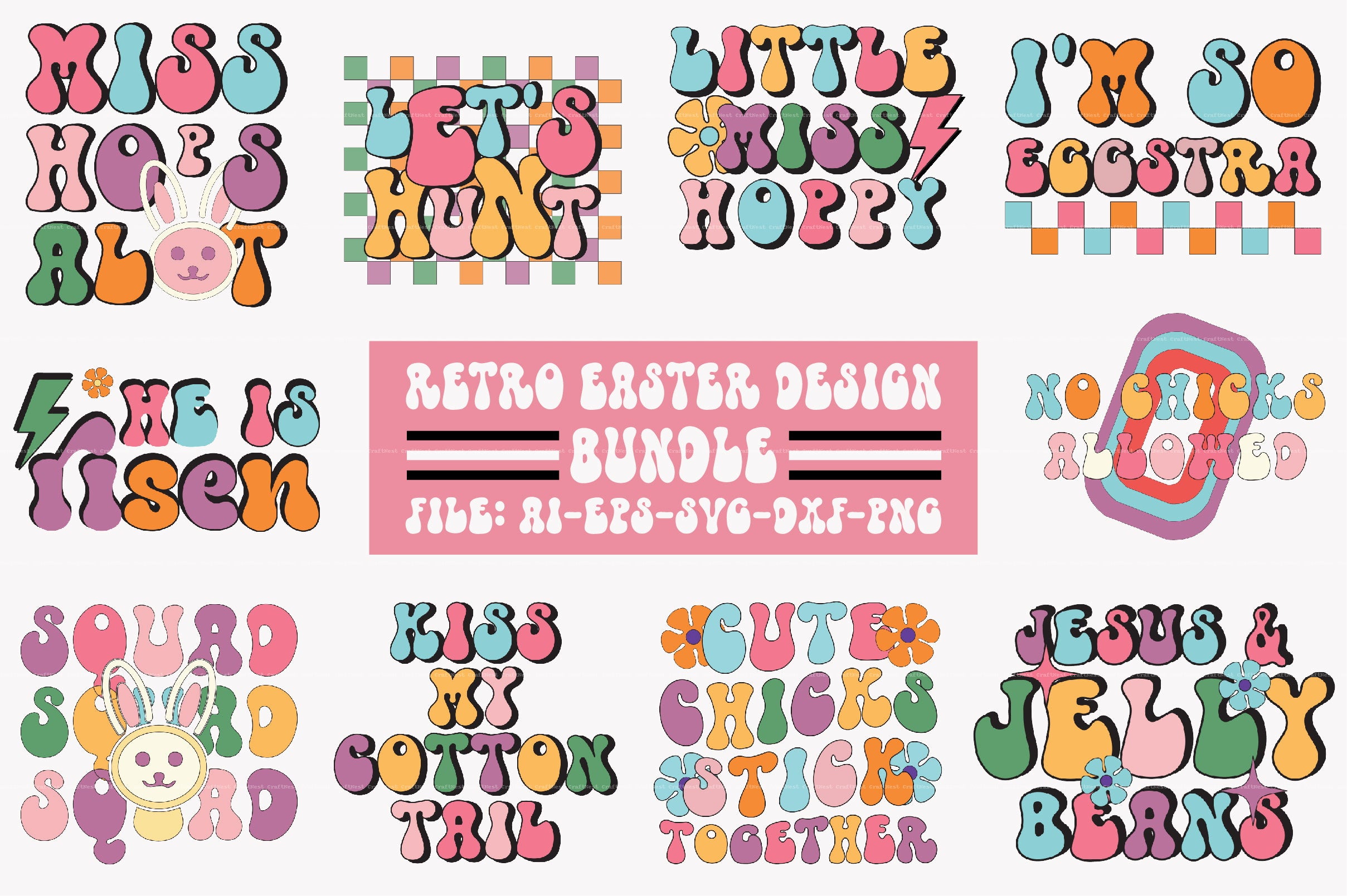Retro Easter Design SVG Bundle 1