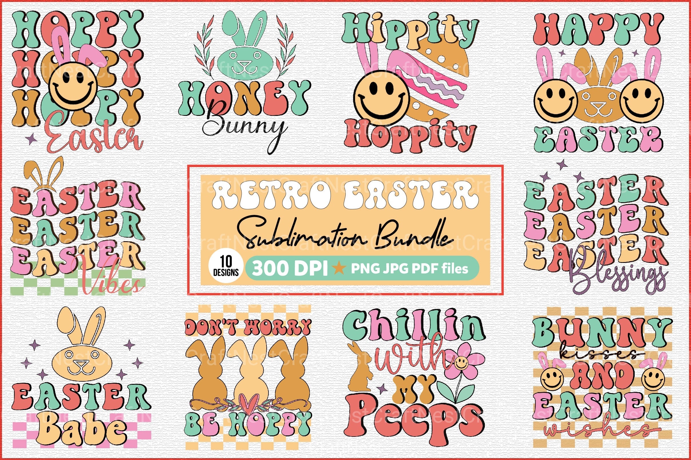 Retro Easter Clipart Bundle 9 - CraftNest - Digital Crafting and Art