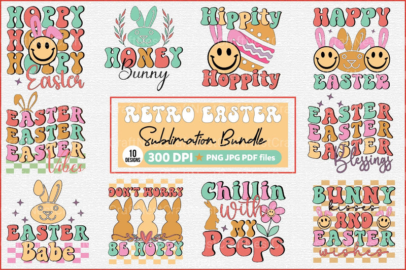 Retro Easter Clipart Bundle 9 - CraftNest - Digital Crafting and Art