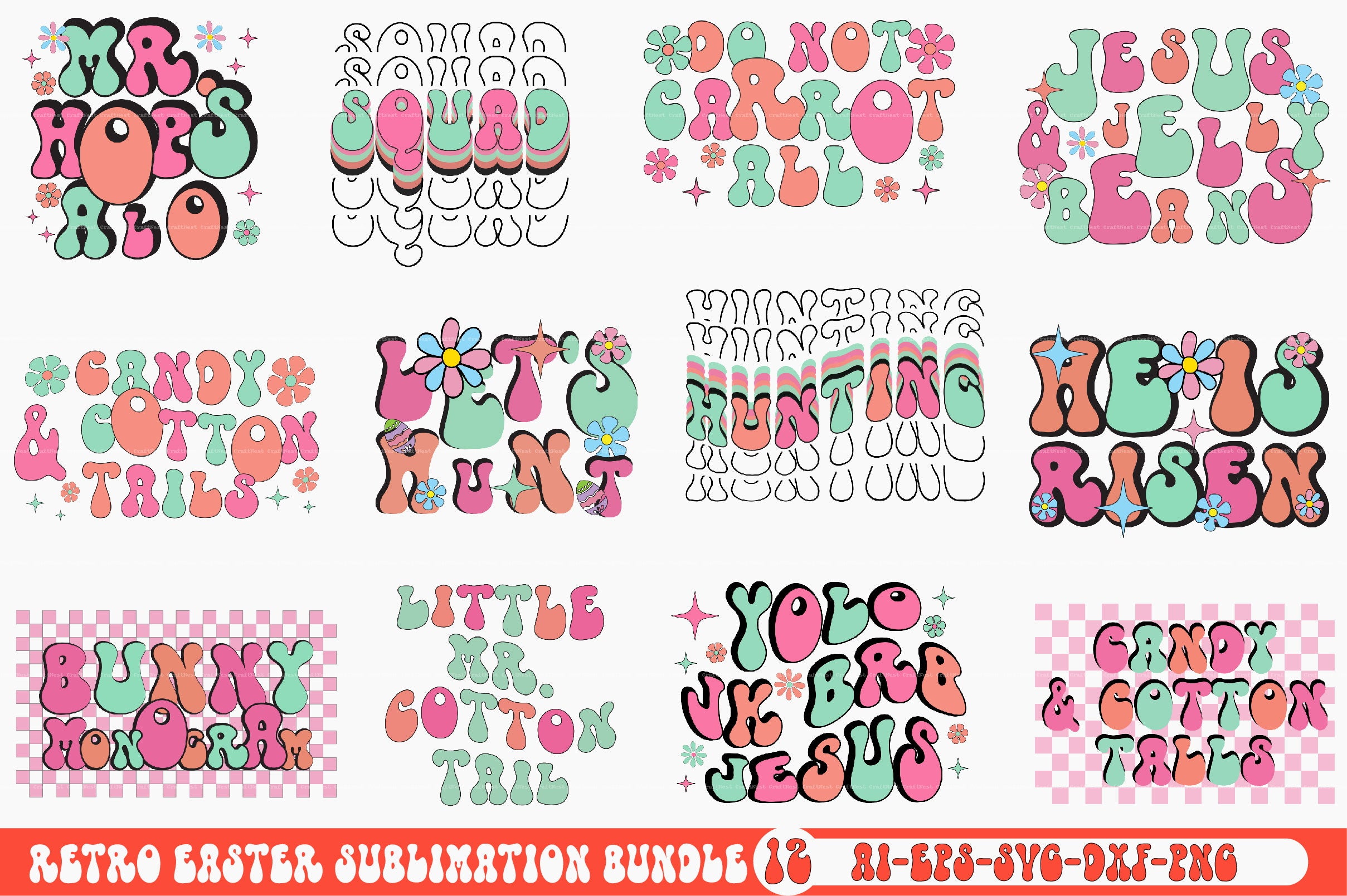 Retro Easter SVG Bundle 2