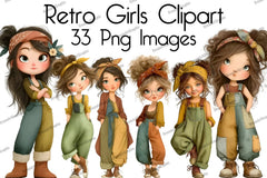 Retro Girls Clipart Bundle - CraftNest - Digital Crafting and Art