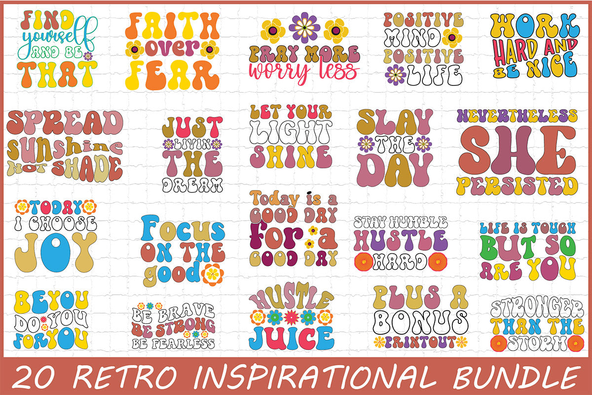 Retro Inspirational Inspirational Quotes SVG Bundle - CraftNest - Digital Crafting and Art