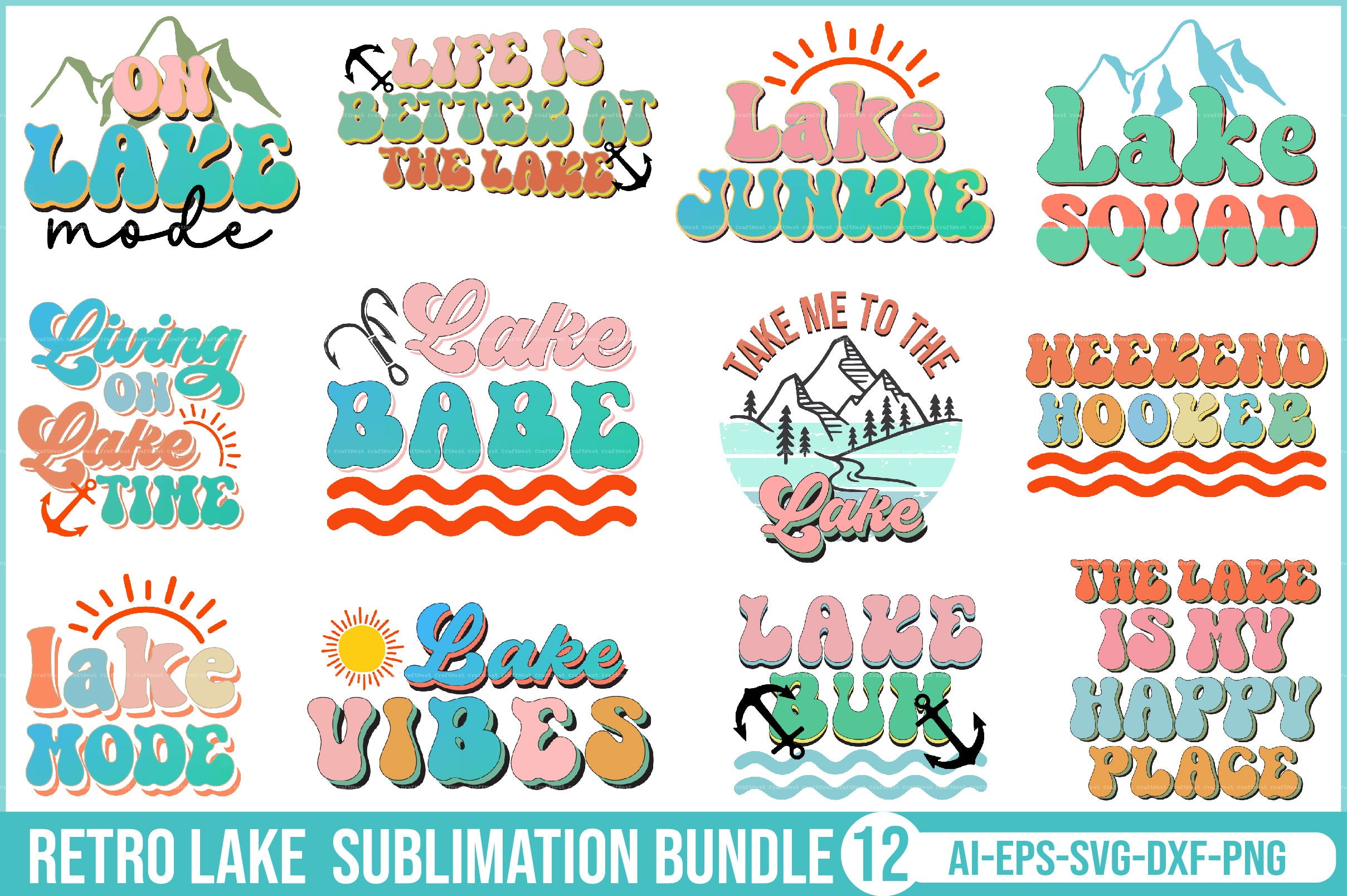 Retro Lake SVG Bundle