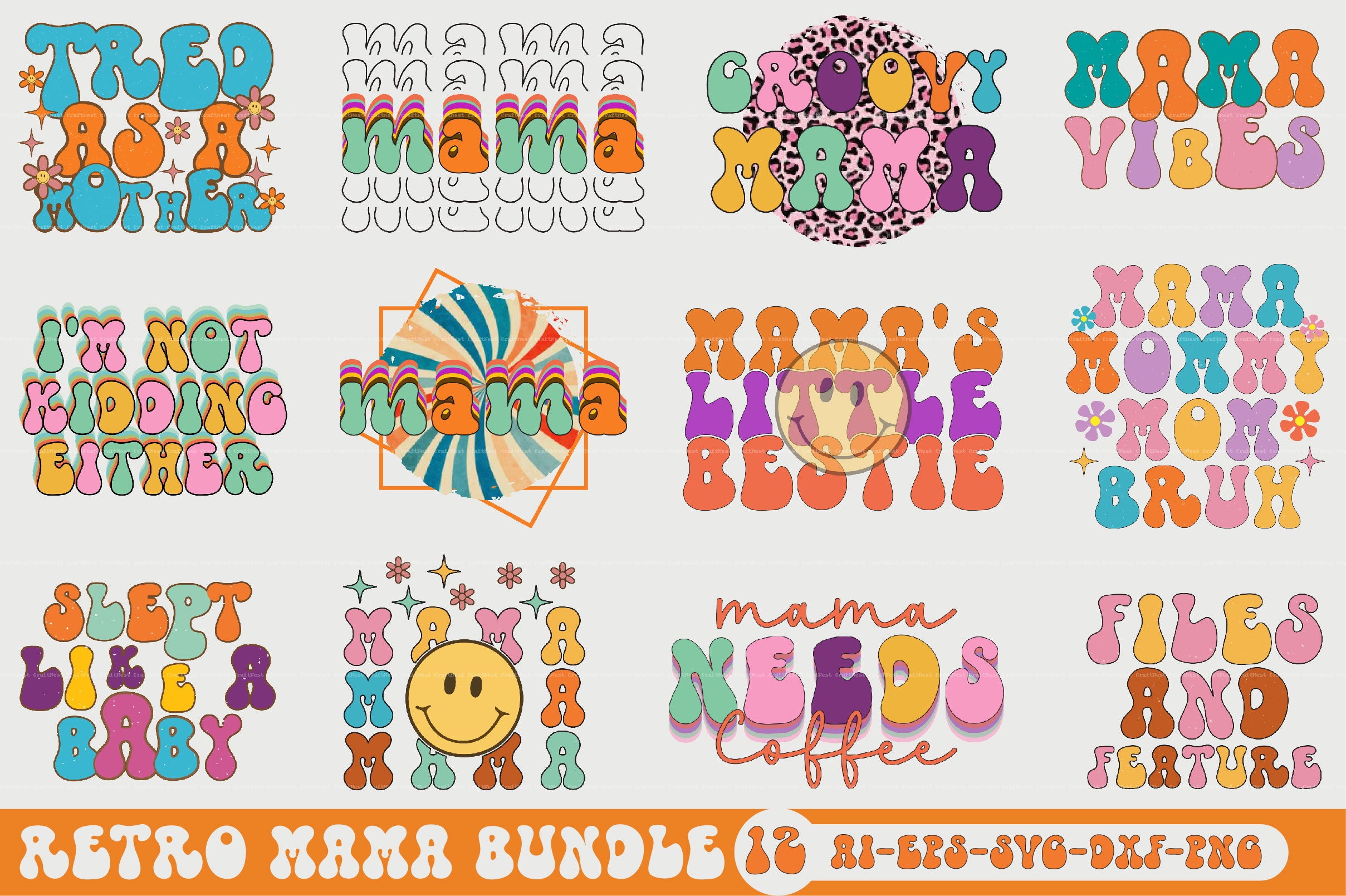 Retro Mama SVG Bundle