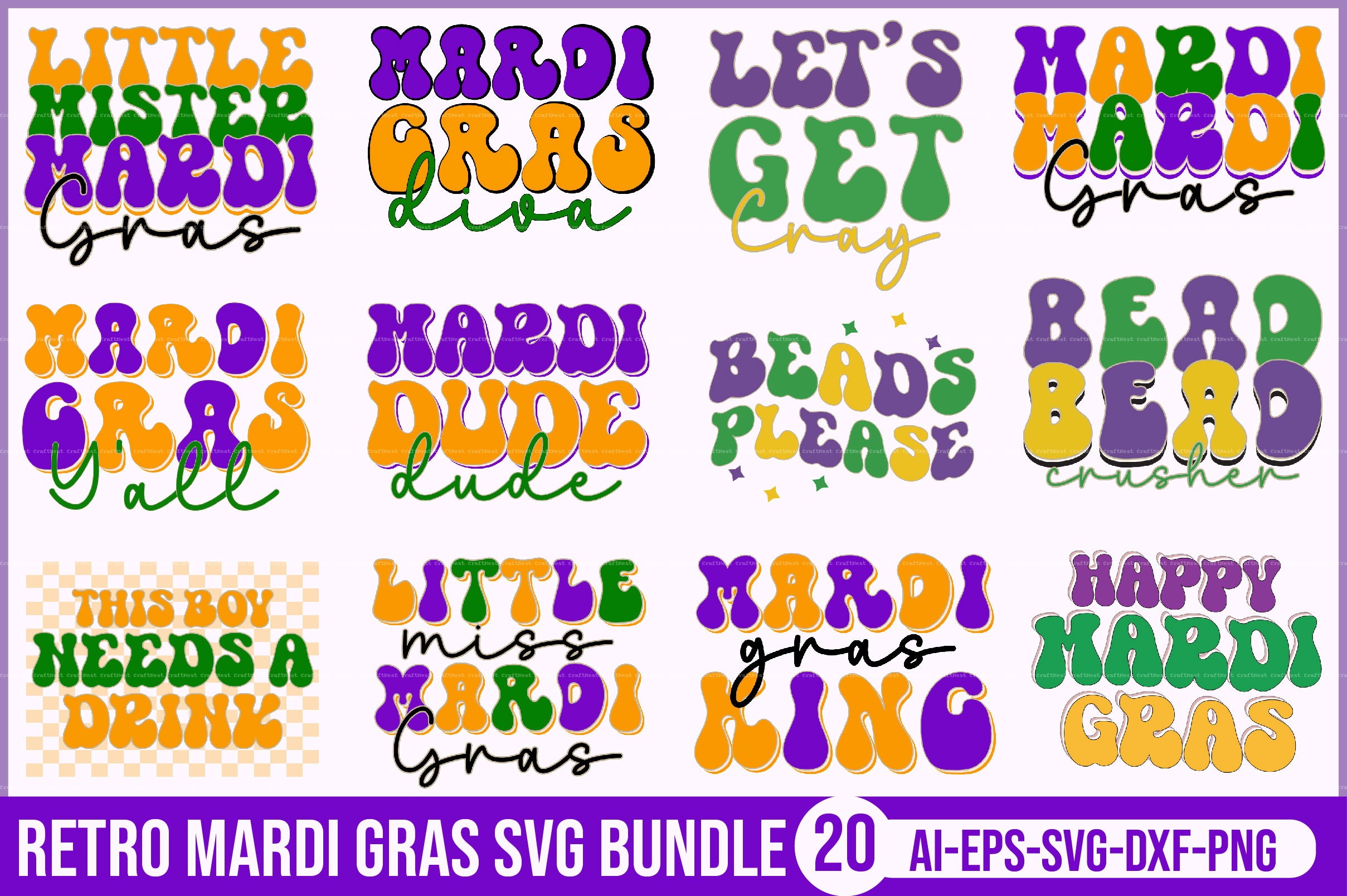Retro Mardi Gras SVG Bundle