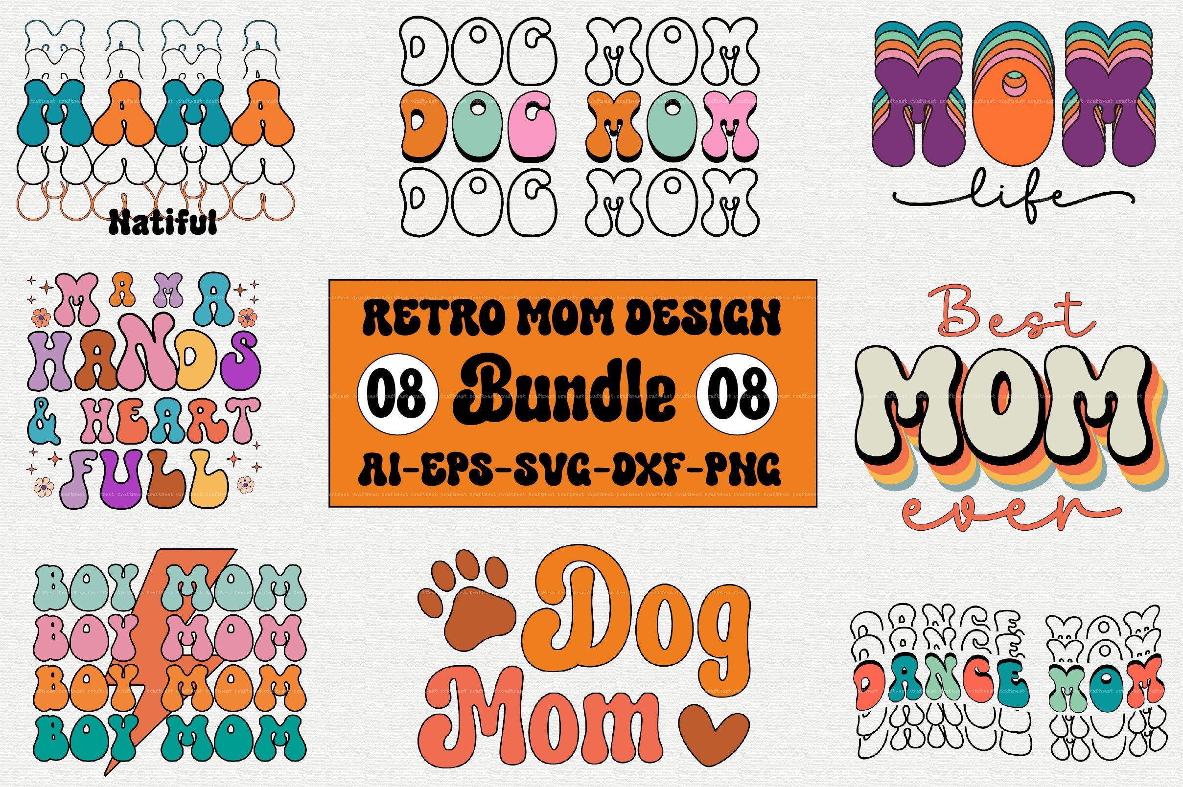 Retro Mom Design SVG Bundle