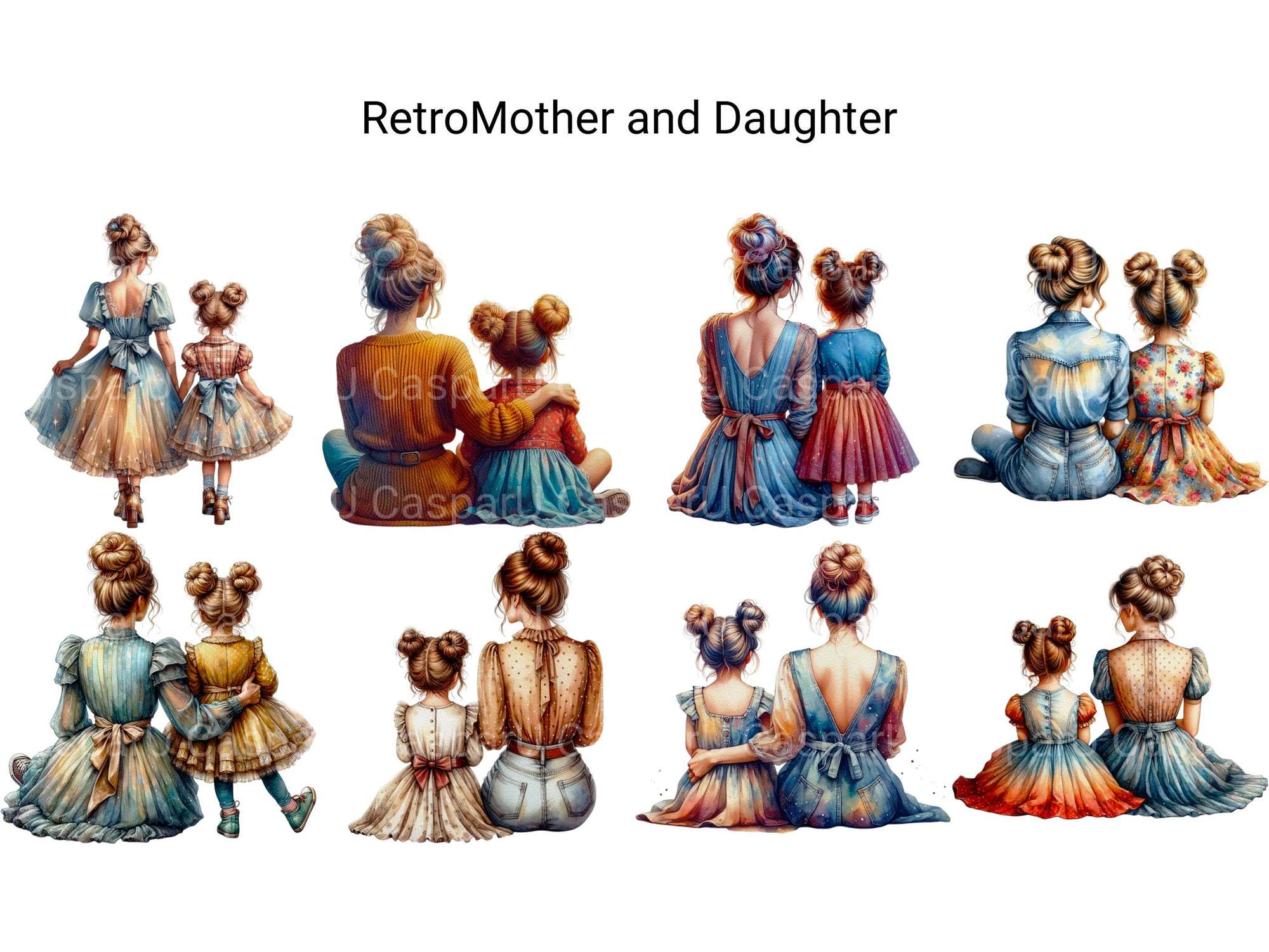 Retro Mother and Daughter - CraftNest - Digital Crafting and Art