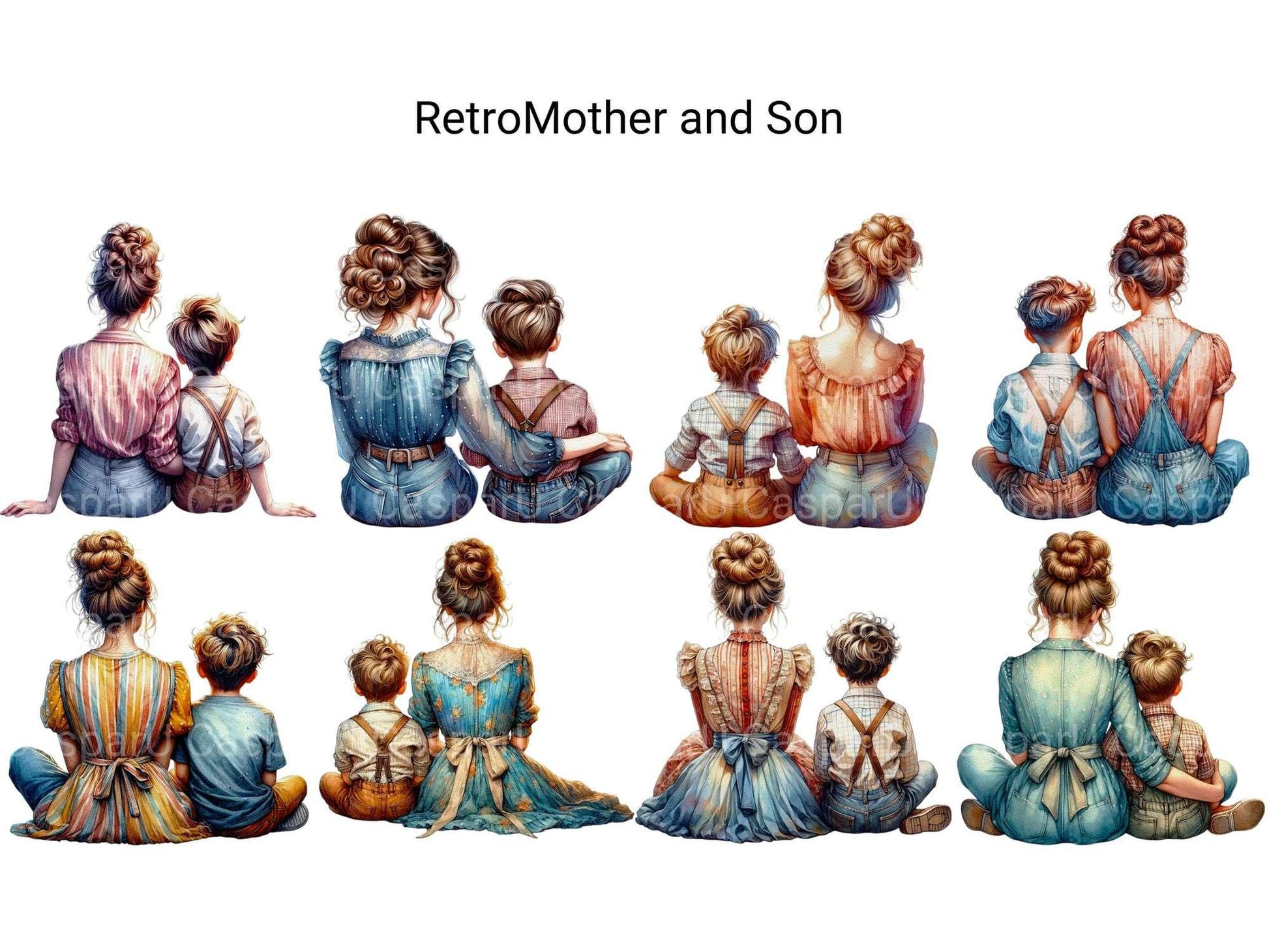 Retro Mother and Son - CraftNest - Digital Crafting and Art
