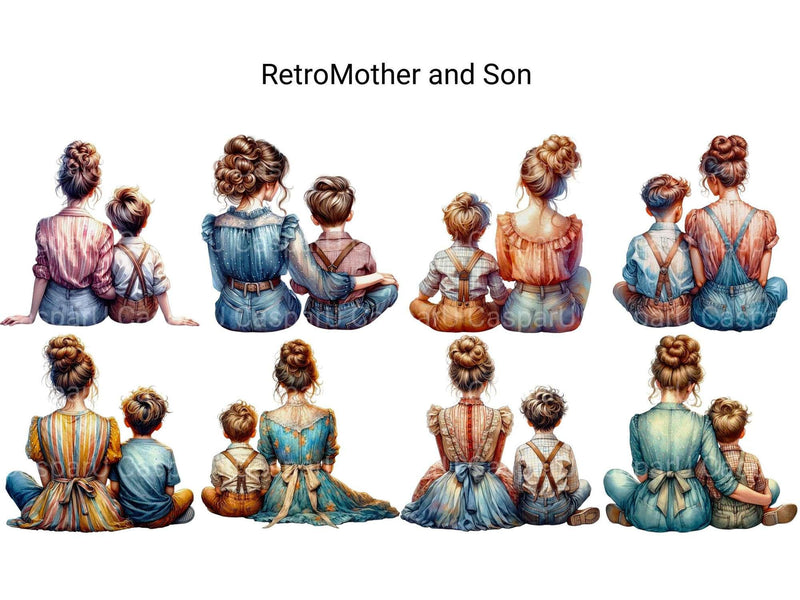 Retro Mother and Son - CraftNest - Digital Crafting and Art
