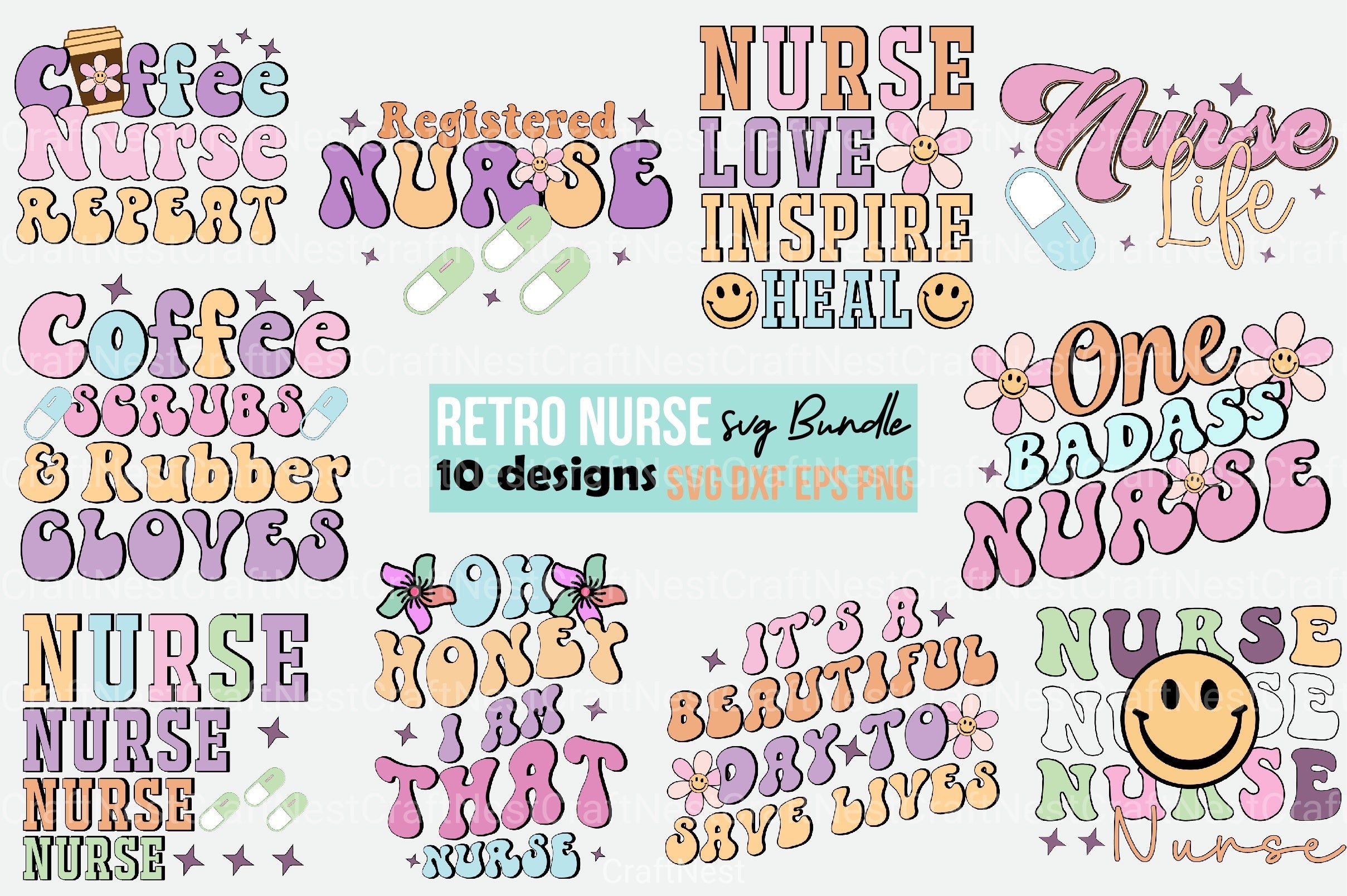 Retro Nurse Bundle - CraftNest - Digital Crafting and Art