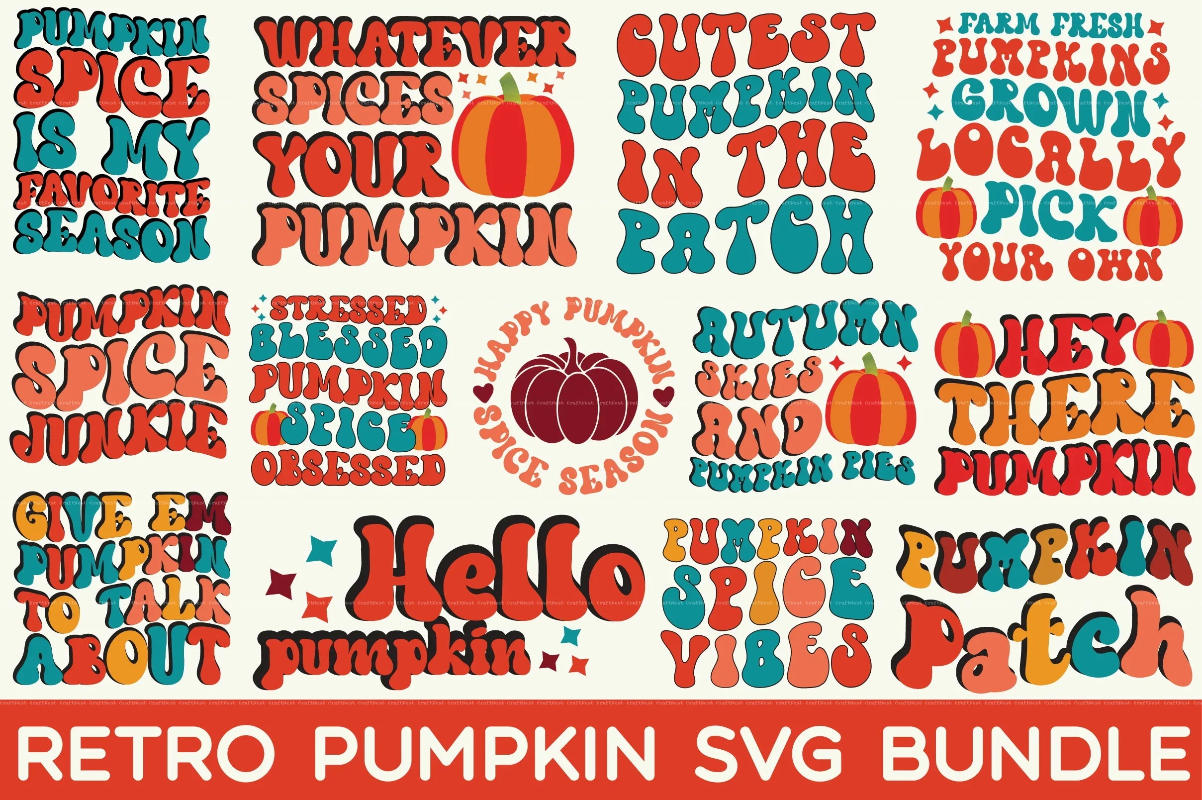 Retro Pumpkin SVG Bundle - CraftNest - Digital Crafting and Art