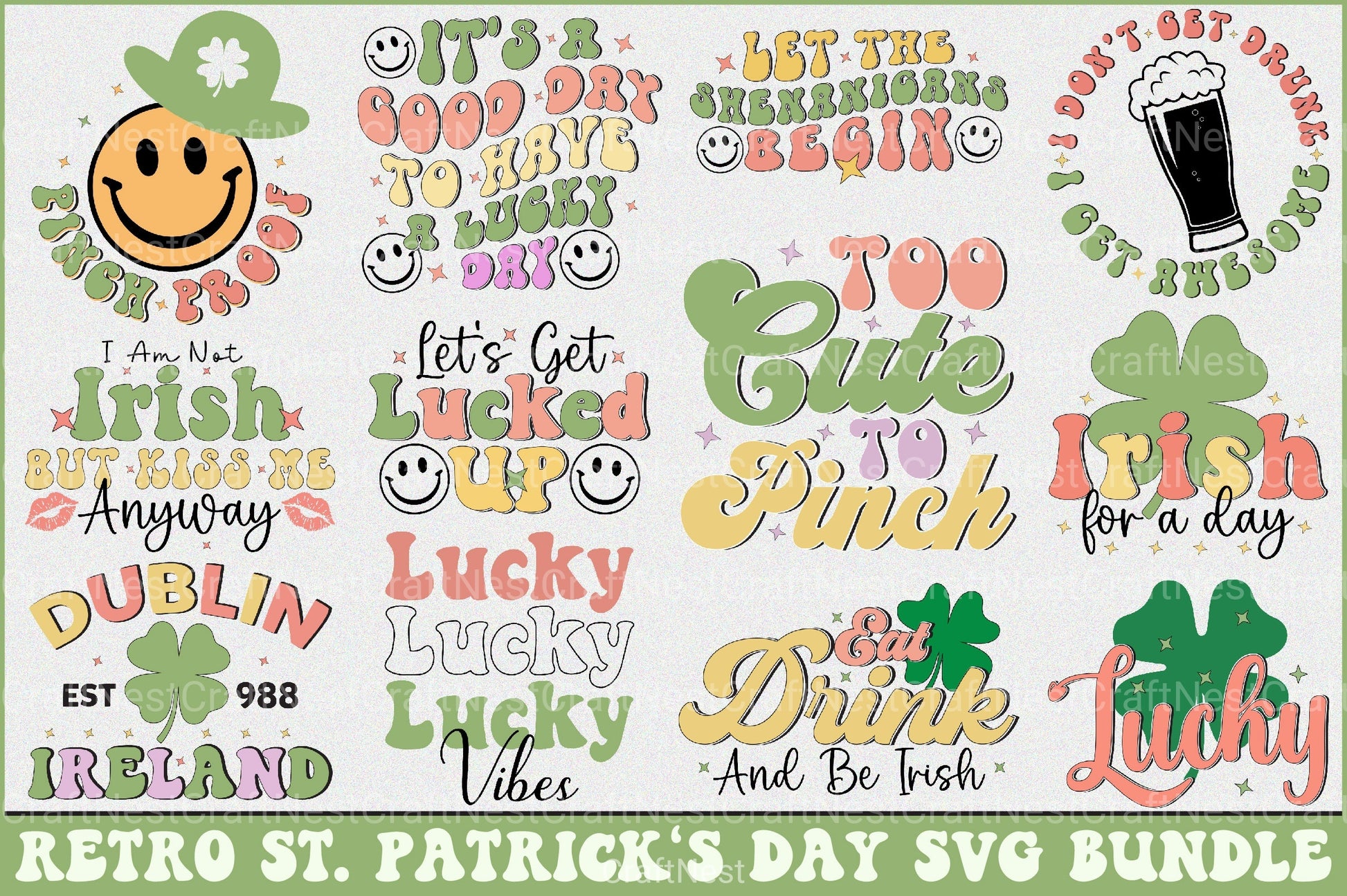 Retro St Patrick's Day Bundle 1 - CraftNest - Digital Crafting and Art