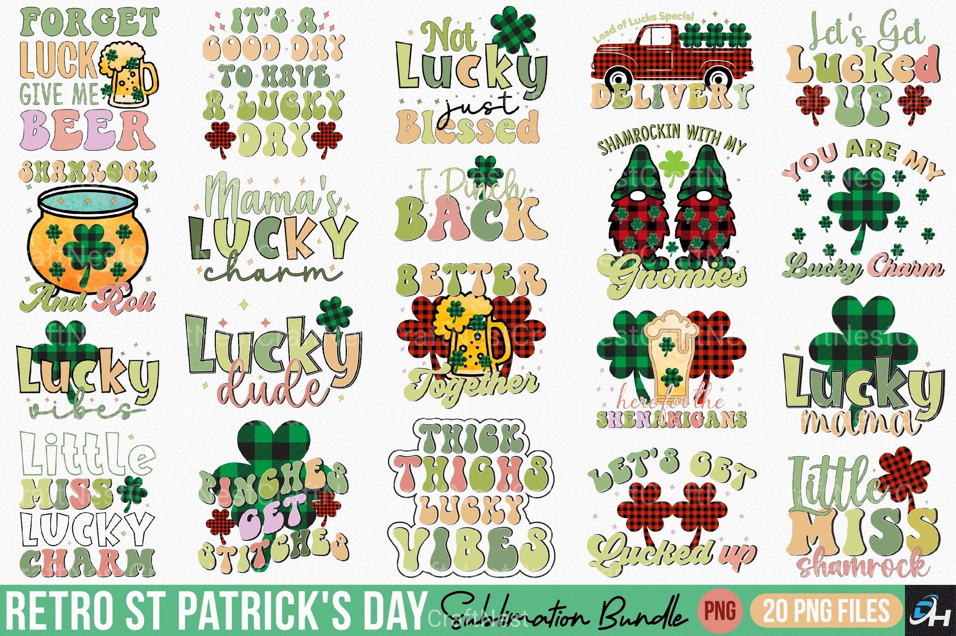 Retro St. Patrick's Day Clipart Bundle - CraftNest - Digital Crafting and Art