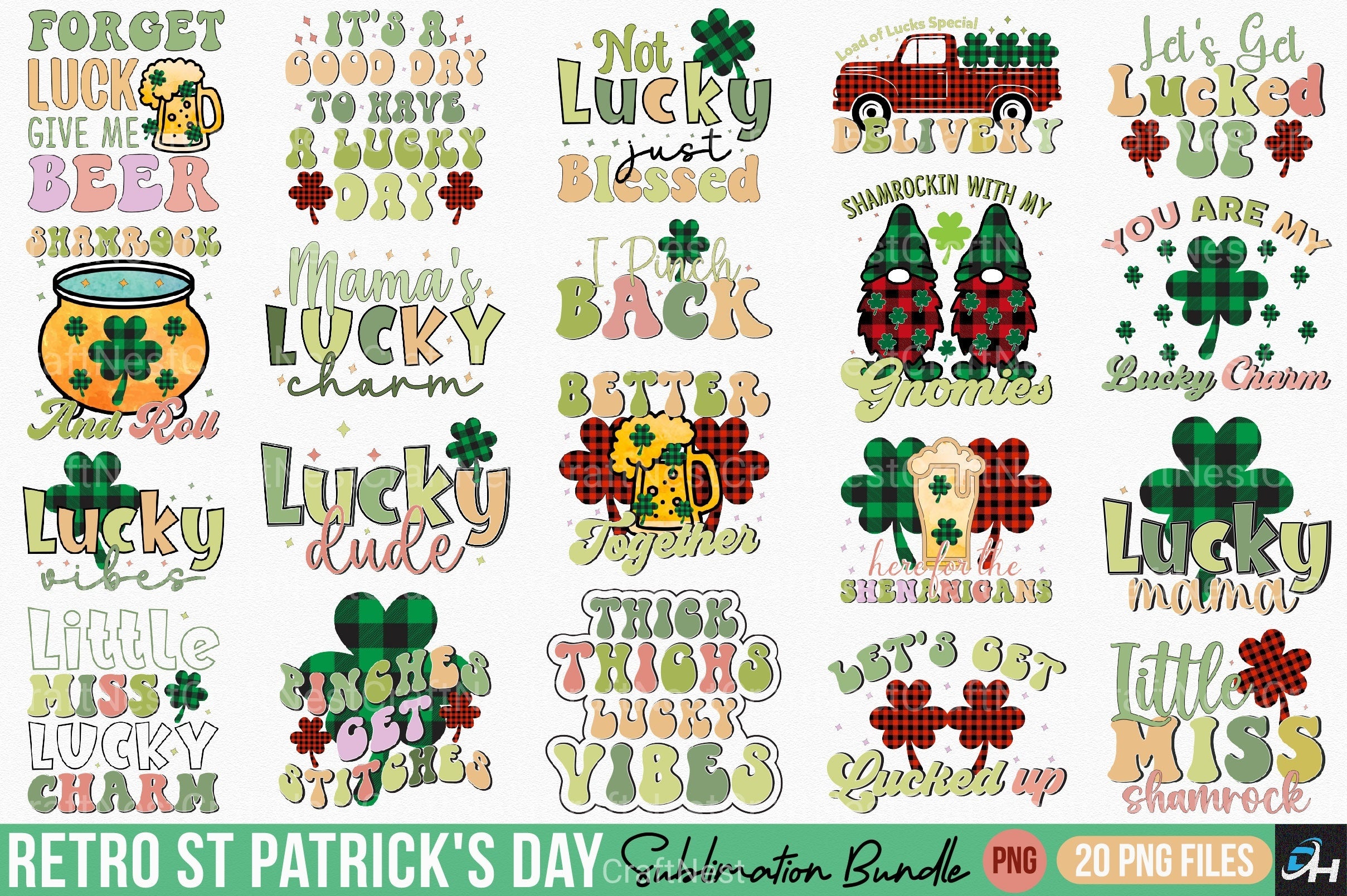 Retro St. Patrick's Day Clipart Bundle - CraftNest - Digital Crafting and Art