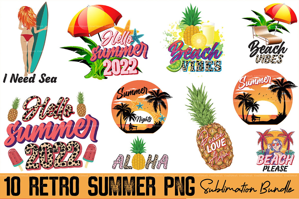 Retro Summer Clipart Bundle 99