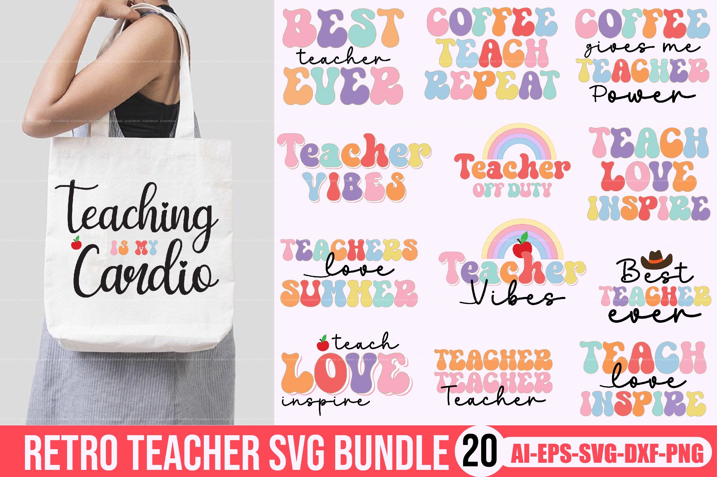 Retro Teacher SVG Bundle