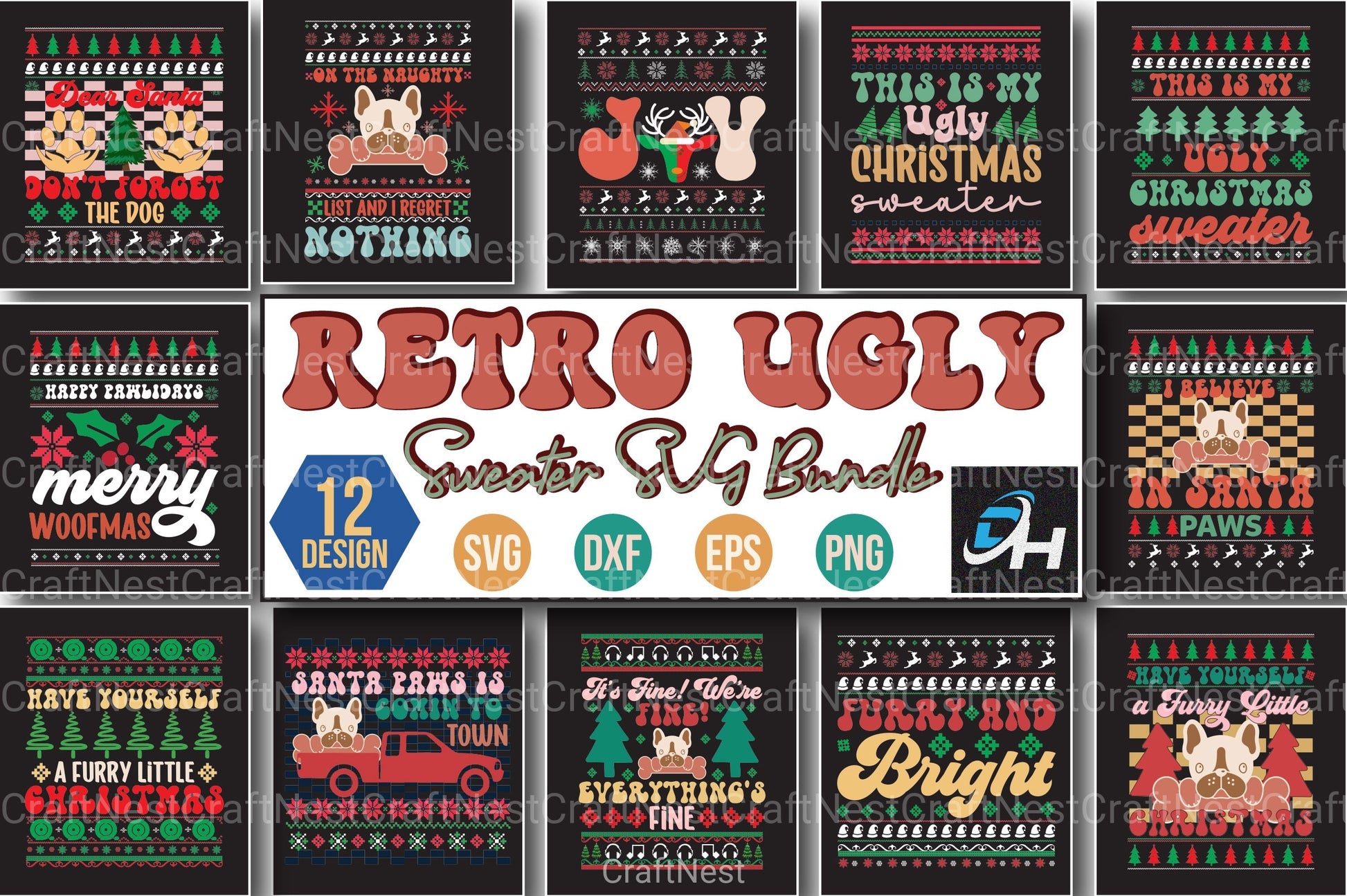 Retro Ugly Sweater Bundle - CraftNest - Digital Crafting and Art