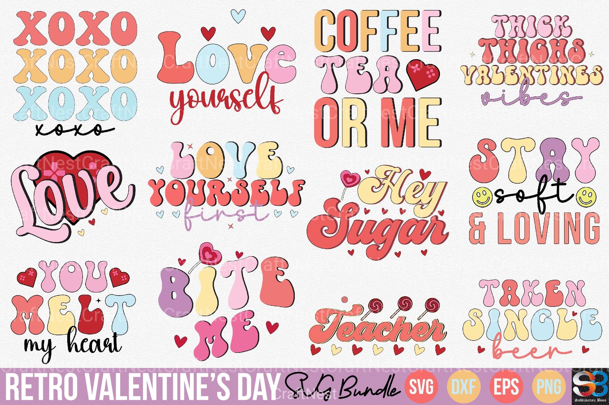 Retro Valentine’s Day Bundle - CraftNest - Digital Crafting and Art
