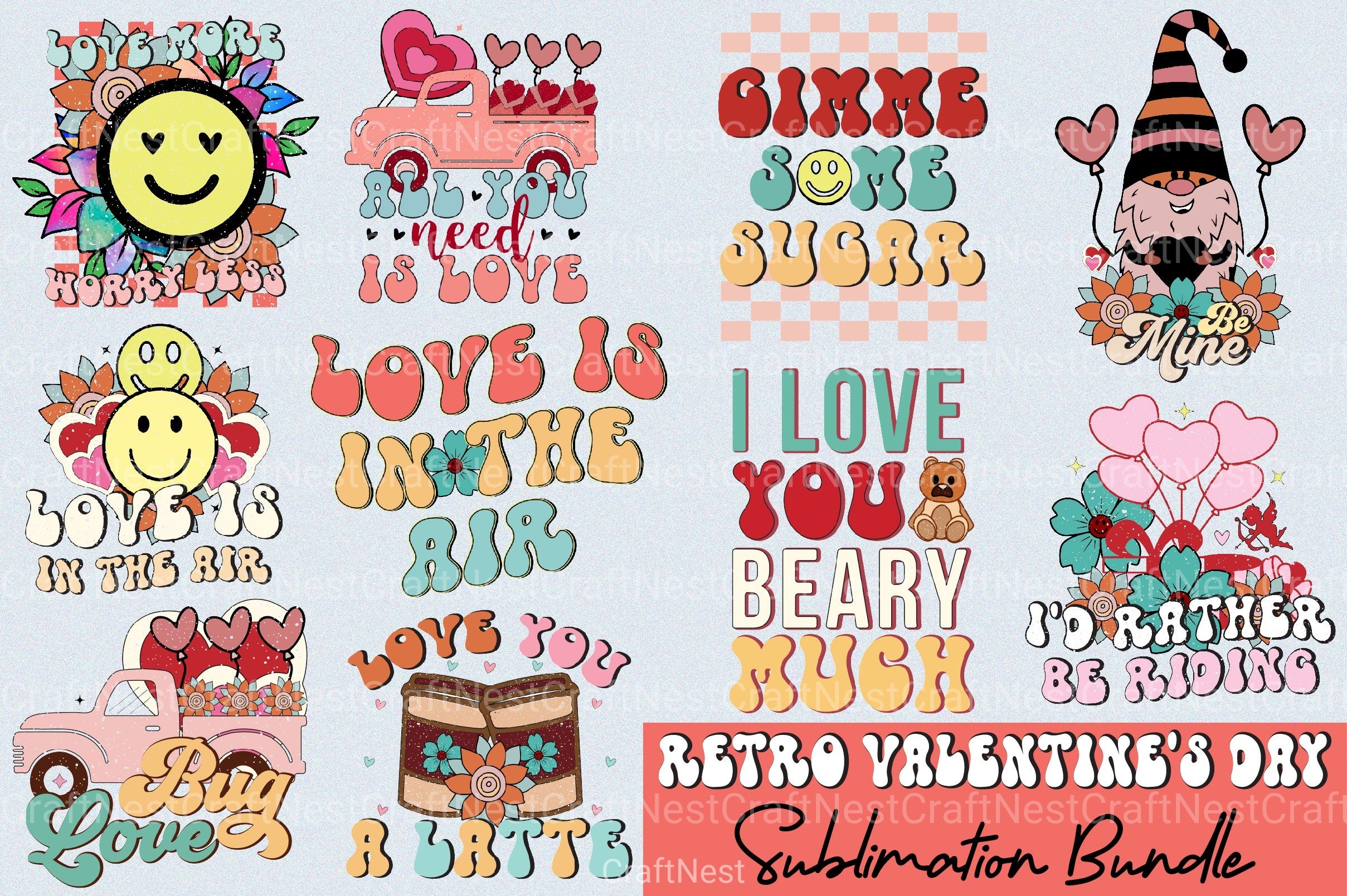 Big Retro Valentine Clipart Bundle - CraftNest - Digital Crafting and Art